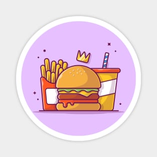 Burger, French fries And Soft Drink Cartoon (2) Magnet